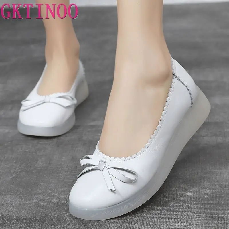 GKTINOO 2024 White Moccasins For Women Genuine Leather Flats Breathable Loafers Shoes Women\'s Soft Casual Flat Shoes