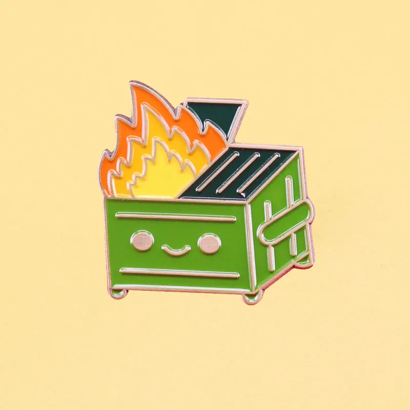 Dumpster Fire Enamel Pins Hilarious Reminder Fun Gift For Coworkers Metal Cartoon Brooch Women Fashion Jewelry Hat Lapel Badges