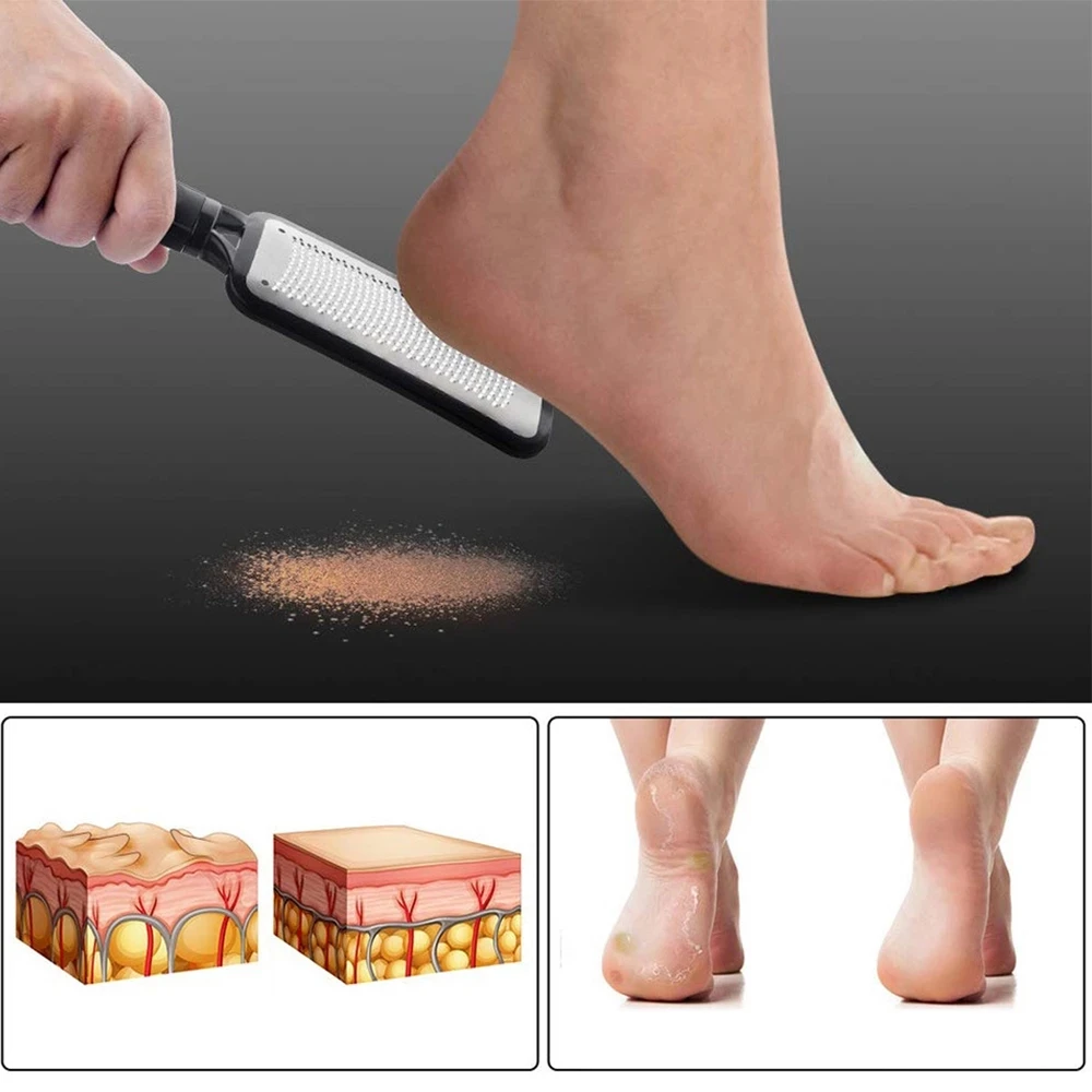 Lima de raspado inoxidable reutilizable para el cuidado de los pies, eliminador de callos duros, rallador exfoliante, cuidado de los pies, pedicura, herramientas de fácil limpieza, 1 unidad