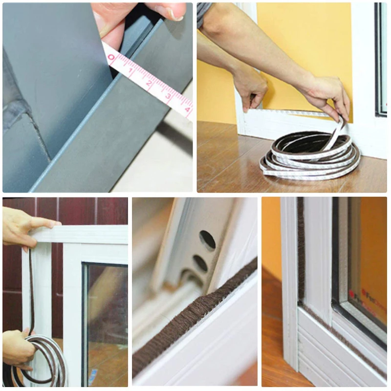 3/5M Door Window Sealing Strip Sound Wind-proof Brush Strip Home Door Window Tape Strip Gasket Self Adhesive Windshield Tape image 3