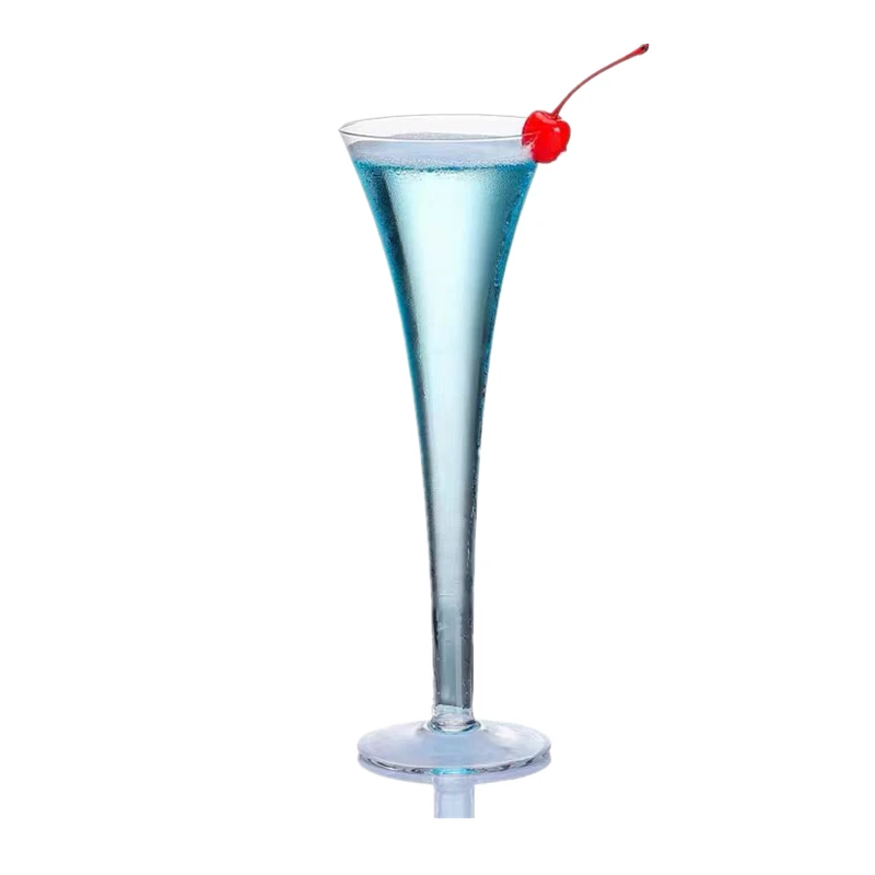 Elegant Champagne Trumpet Flute Martini Glass Elegantly Designed Hand Blown, Cocktail Glass