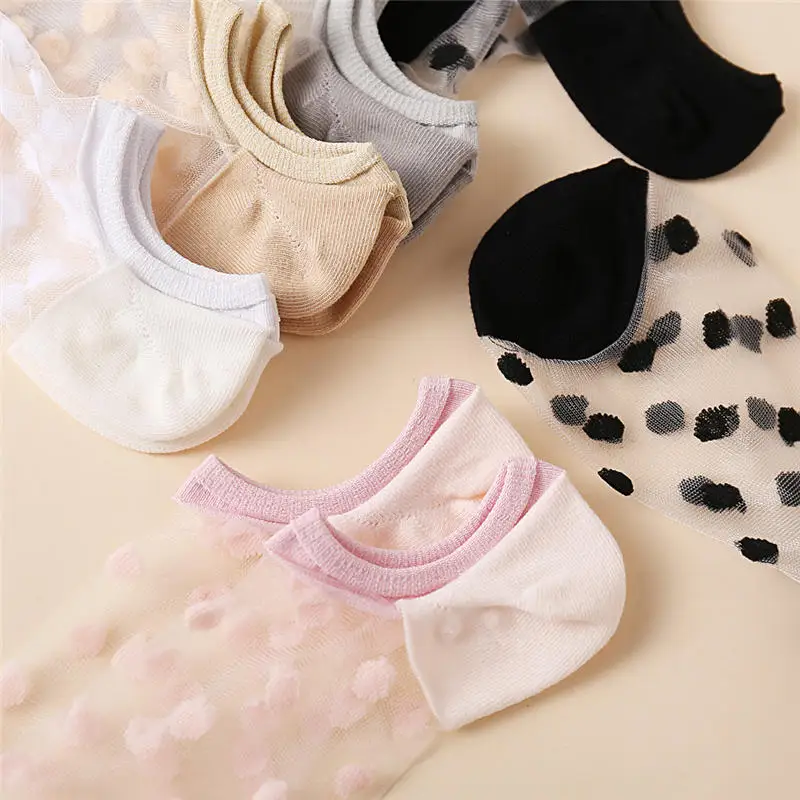 3 Pair/set Lot Fashion Dot socks for Girls Women Indoor Socks Mix Summer Colors Smooth Feeling Floor Socks Color Breathable Sox