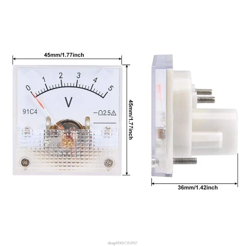 91C4 Voltmeter Analog Panel Meter Mechanical Type 3/5/10/15/20/30/50/100/150/250V Au 24 20 Dropship