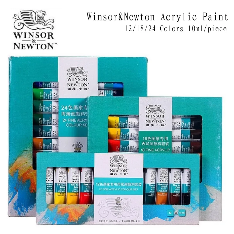 Winsor&Newton 12/18/24 Colors fine Acrylic Colour Paint Set  Drawing art supplies  10ml/tube