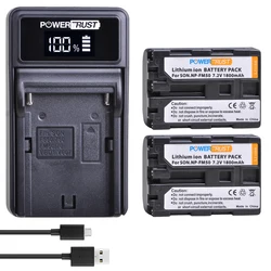 PowerTrust 2szt NP-FM50 FM55H Akumulator 1800mAh +LED Ładowarka USB Do Sony NP-FM51 NP-FM30 NP-FM55H DCR-PC101 A100 Series DSLR-A100