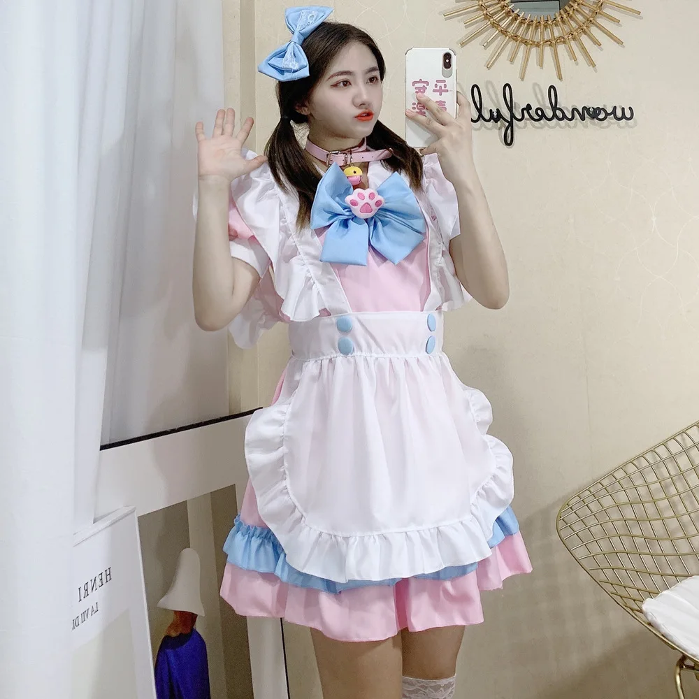 

Plus Size 4XL Sweet Lolita Dress French Maid Waiter Costume Women Sexy Pinafore Cute Ouji Maid Outfit Halloween Cosplay For Girl