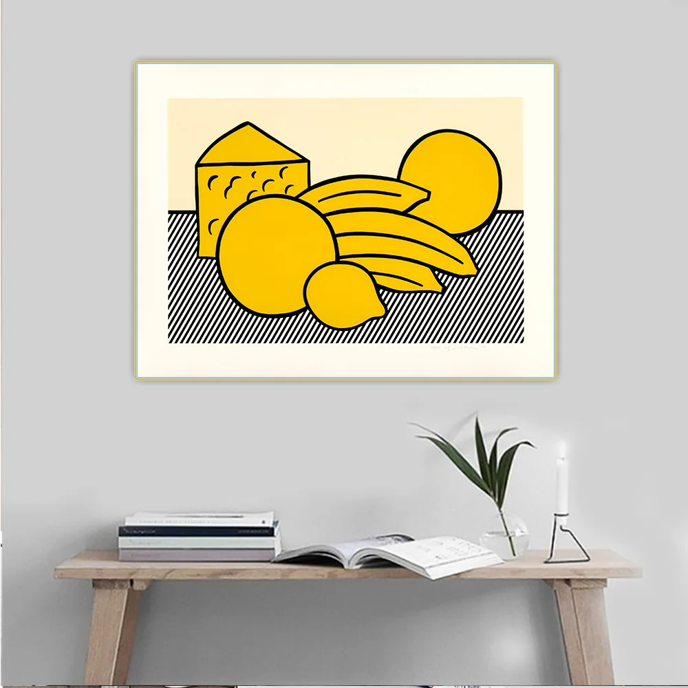 Citon Roy Lichtenstein《Yellow still life》Pop art Canvas Oil Painting Art Poster Picture Wall Background Decor Home Decoration