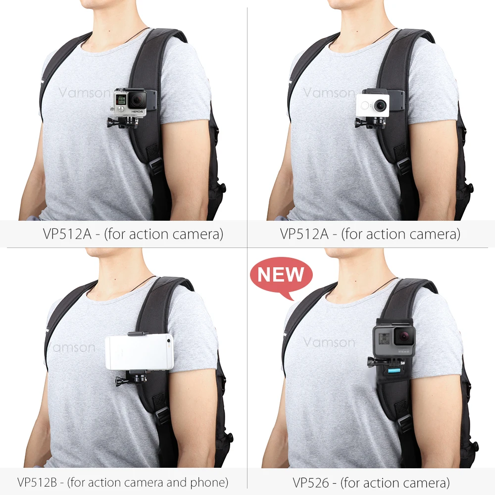 Vamson per GoPro 10 9 8 accessori supporto per morsetto con Clip per zaino per Go Pro Hero 7 6 5 4 per Yi 4K per SJCAM per EKEN Action Camera