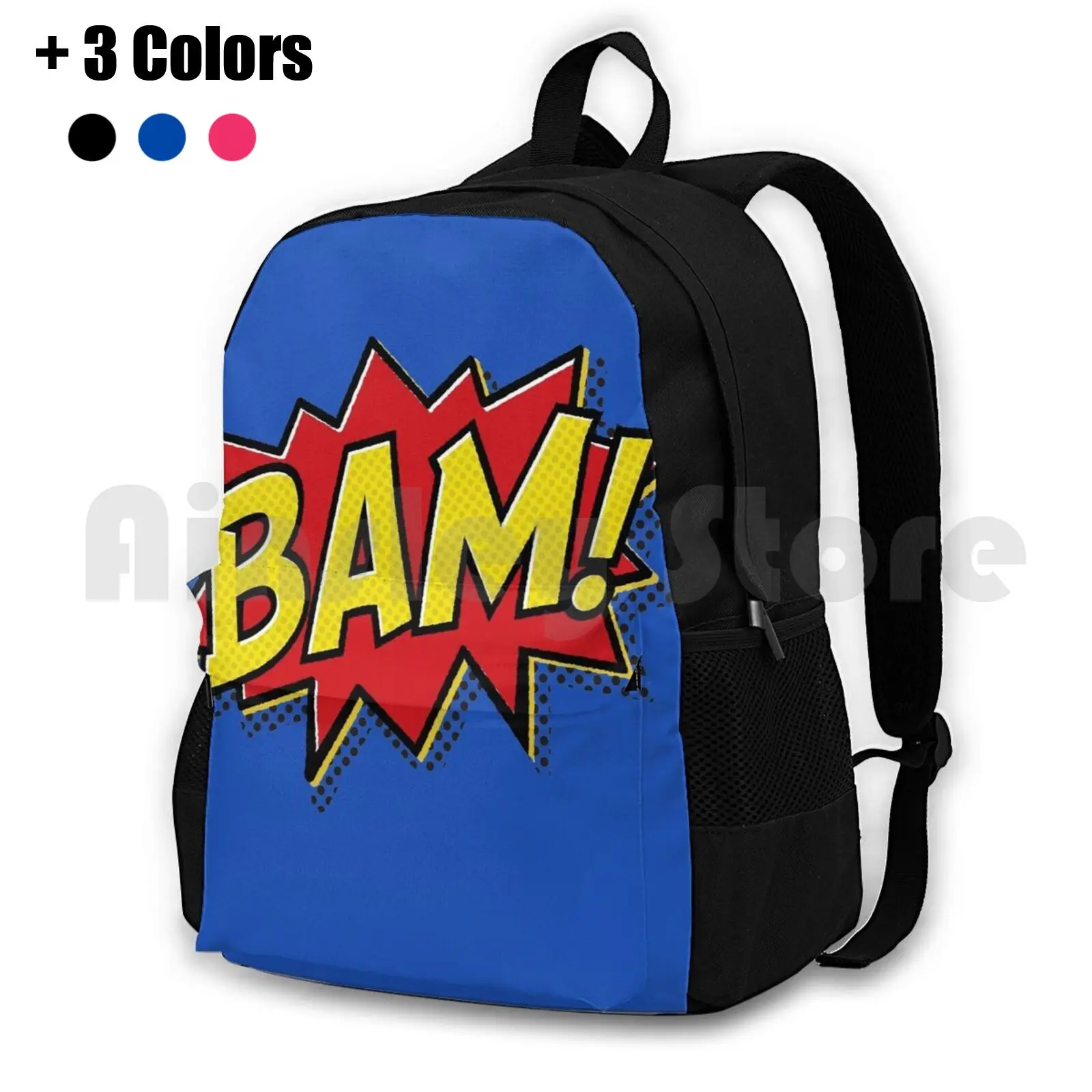 Bam! เดินป่ากลางแจ้งกระเป๋าเป้สะพายหลังปีนเขากีฬากระเป๋า Bam Pow Super Hero Super Hero การ์ตูน