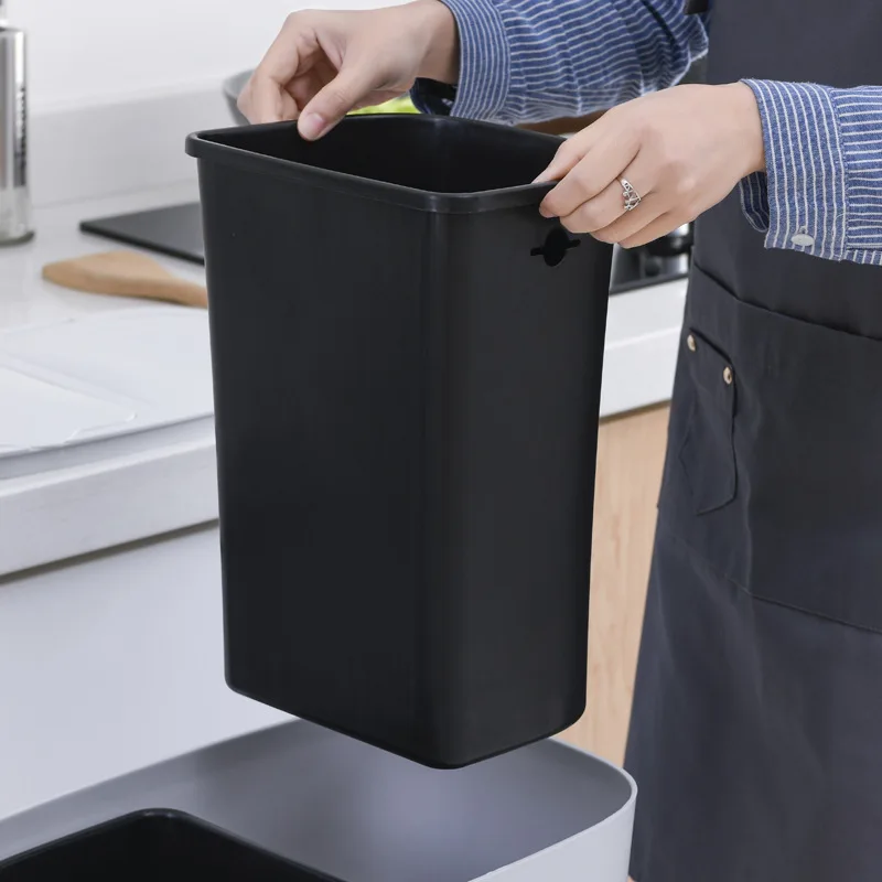 Kitchen Trash Can 3-layer Floor Saves A Lot Of Dry And Wet Sorting With Wheels Household Corner Plastic Waste Bin Garbage