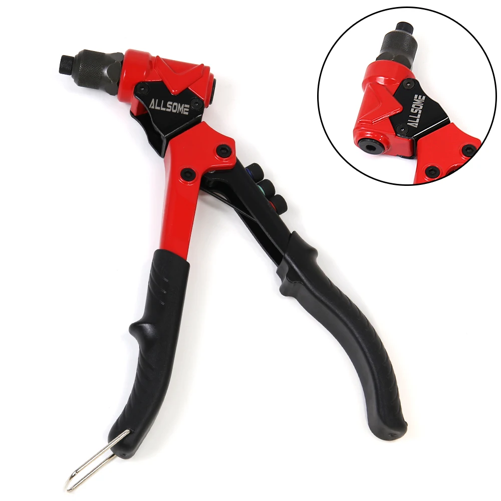 ALLSOME BT-912 Single Universal 3 in 1 Multi Function Rivet Gun With Nut Rivet Hand Rivet Reamer DIY Rivets Tool