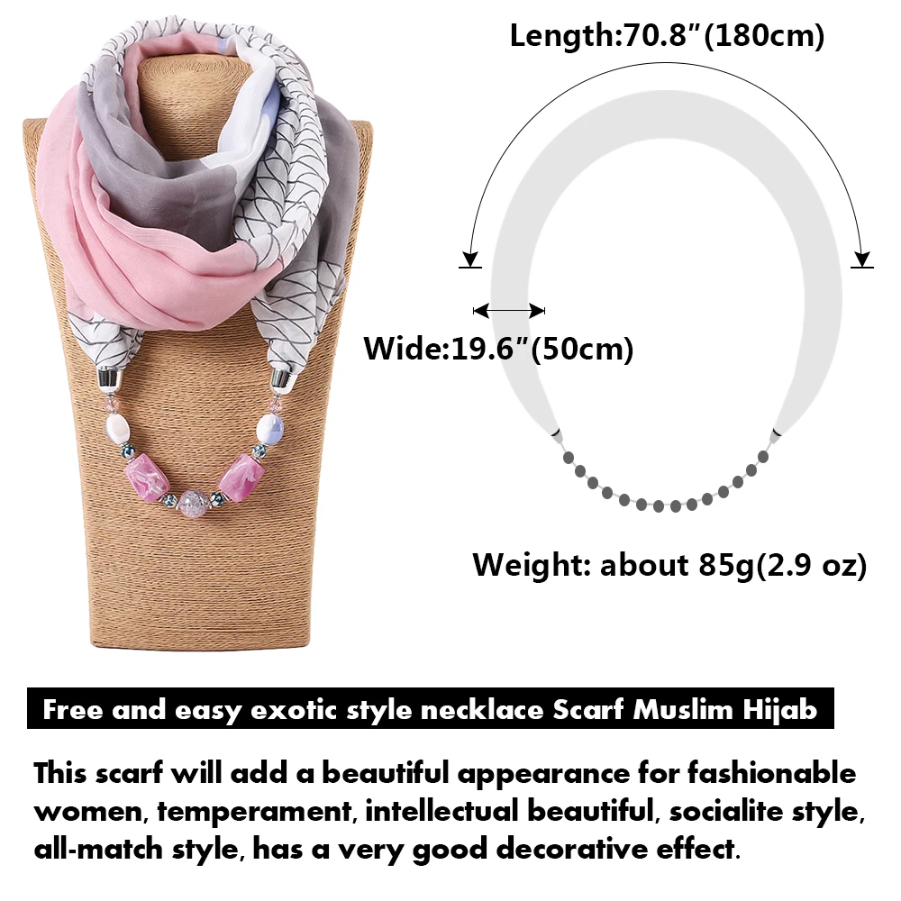 Sciarpa in Chiffon collana gioielli Bufanda Mujer dichiarazione collana ciondolo sciarpa donna Boho fazzoletto da collo Foulard Femme accessori