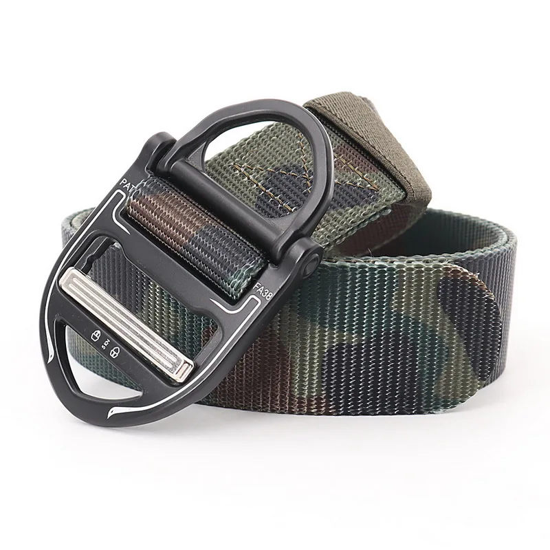 

Mens Tactical Belt Military Nylon Quick Release Outdoor Multifunctional Training Army Fans Metal Buckle Waist Strap Camouflage