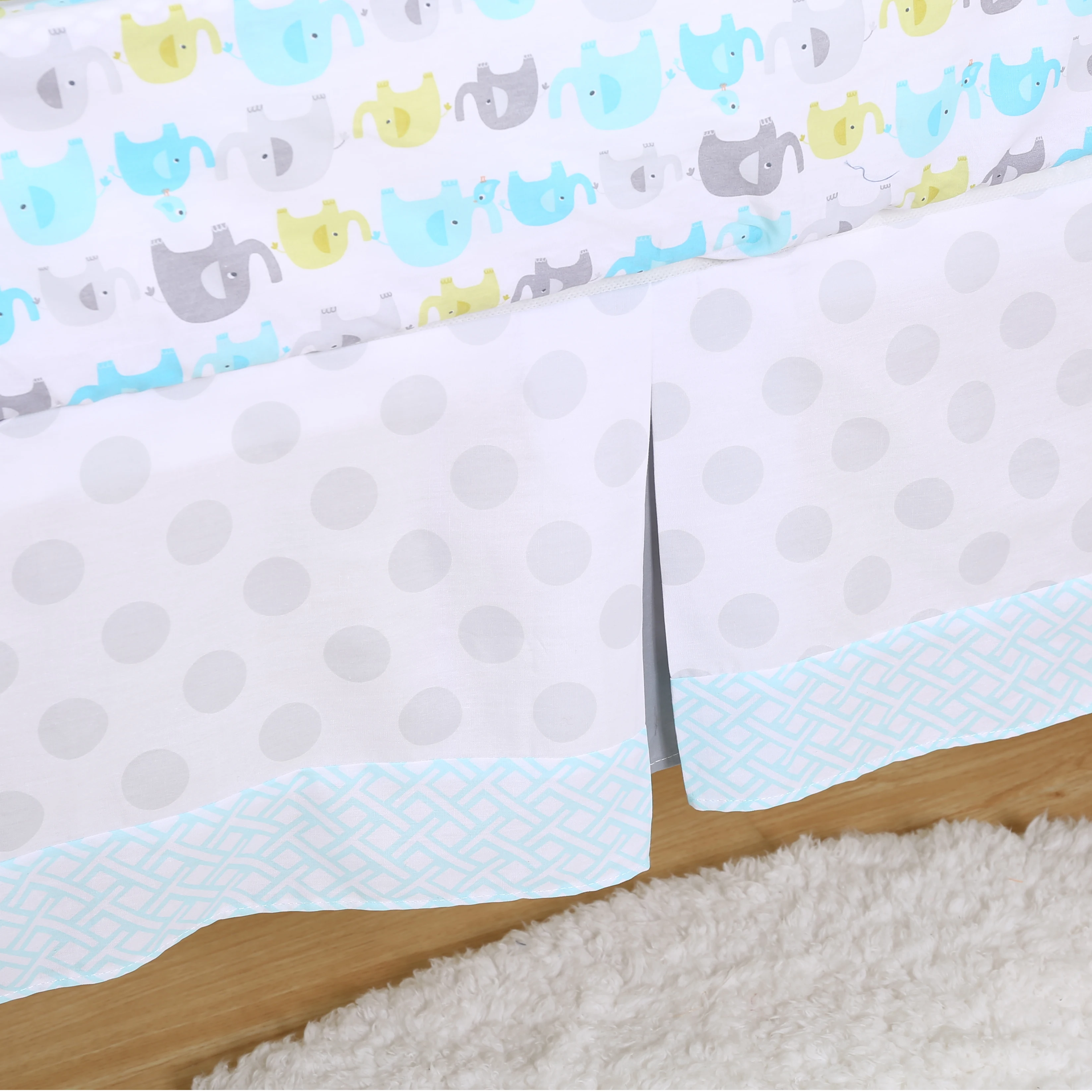 4 pcs Baby Crib Bedding Set for boys hot sale including quilt, crib sheet, crib skirt,pillow case