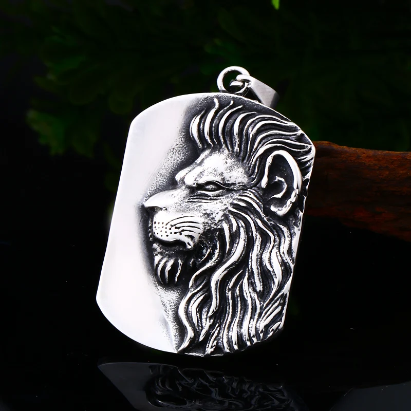 Beier 316L stainless steel Classic animal lion head tag men's pendant necklace Viking patron saint fashion jewelry LLLHP109P