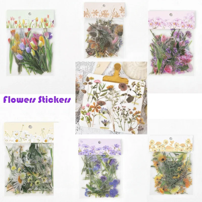 40pcs/pack Sticker Label Lovely Floral Flower Scrapbooking DIY Handbook Decoration for Diary Album Bottle phone stationery