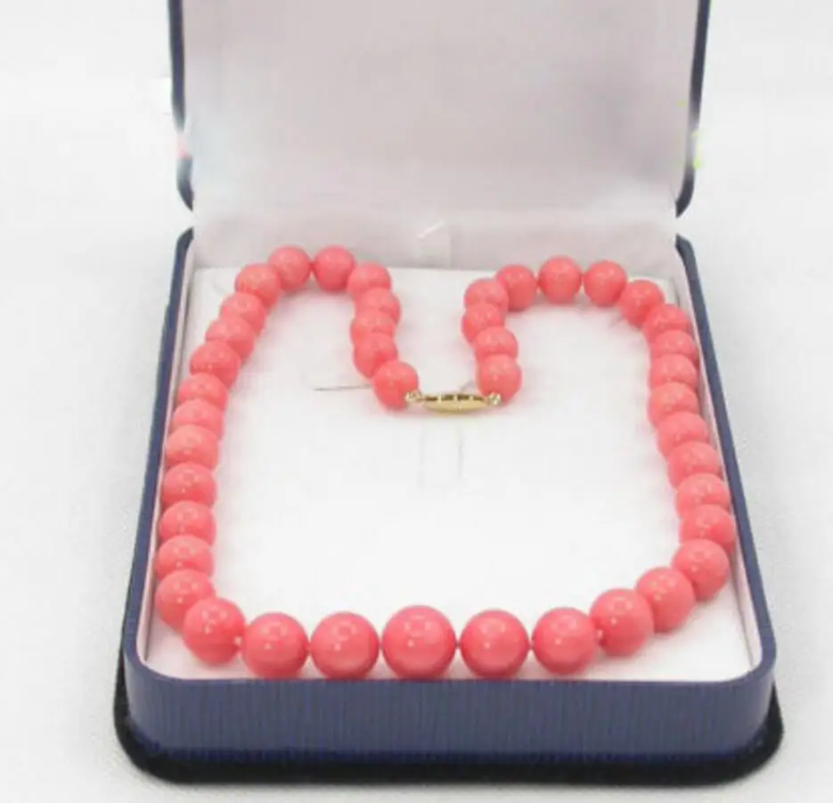 

Free shipping GRADUATED 18" 100% NATURAL 14MM PINK CORAL NECKLACE