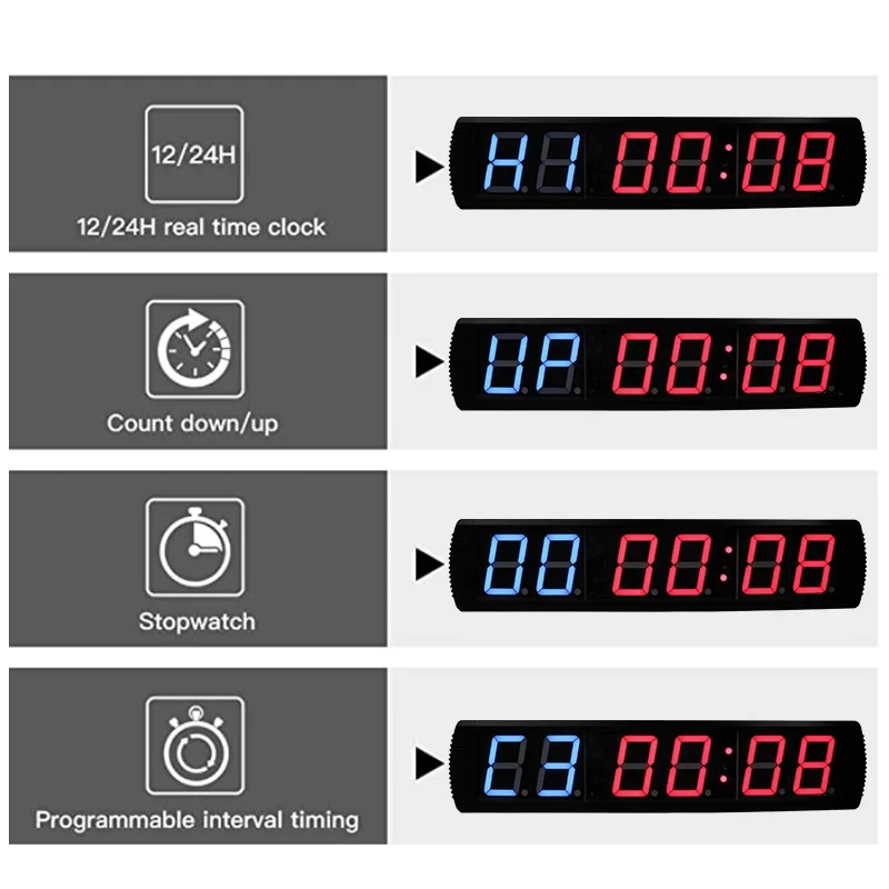 Aluminum Alloy LED Interval Timer, Count Down/Up Clock, Stopwatch, Crossfit Timer for Home, Gym Fitness, 4 Inch