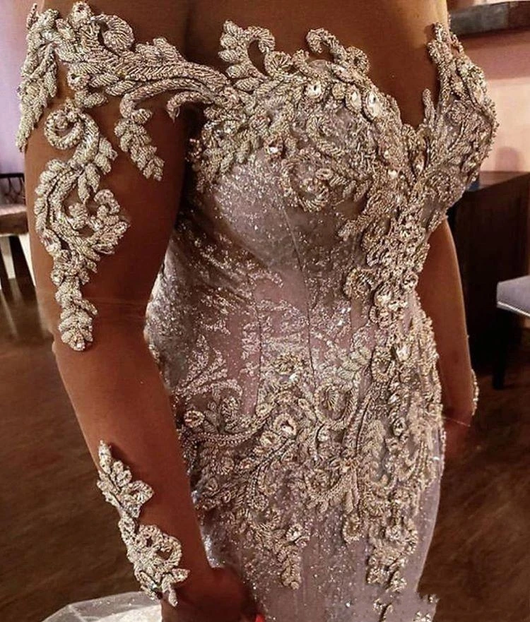 Sparkly Sexy 2023 African Dubai Wedding Dresses Beaded Crystals Lace Mermaid Bridal Gowns Sheer Neck Stunning Vestidos De Noiva