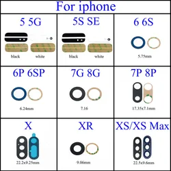 Back Camera Glass Lens for iPhone 5G 5S 6 6S 7G 8G 8 Plus X XR XS MAX Rear Cam Cover with 3M Sticker Adhesive Replacement Parts