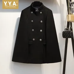 Nuove Donne di Inverno Doppio Petto Del Capo di Lana Miscele Elegante Delle Signore del Cappotto Del Collare Del Basamento Mantello Outwear Cappotti Vintage Cappotto