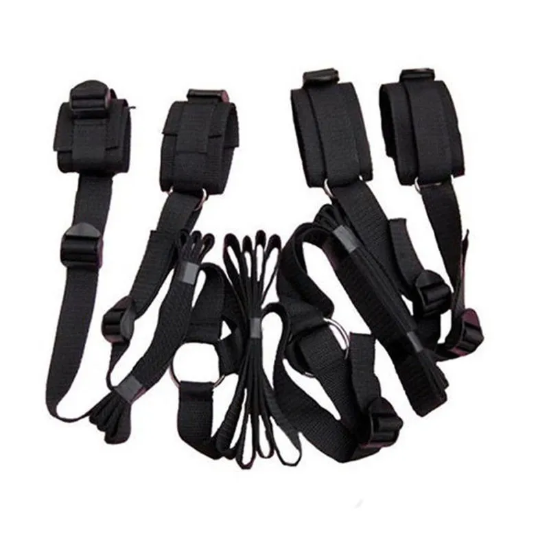 Adults Erotic Bondage Bed Games Sex Equipment Set of Nylon Restraints Handcuffs Ankle Cuffs for Fetish Bdsm Slave Role Play Toys