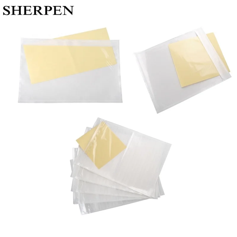 

SHERPEN Plastic Bags Transparent Backpack Bill Bag Single Invoice Paper Size Packing Document Bag Self-Adhesive Bags Courier Bag