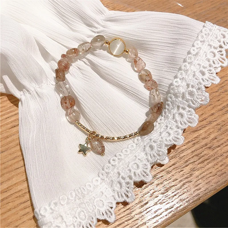 

Natural Gem Stone Bracelet For Women Turquoise Citrine Crystal Quartz Stretch Chip Beads Bracelets Star Pendant Bangles Jewelry