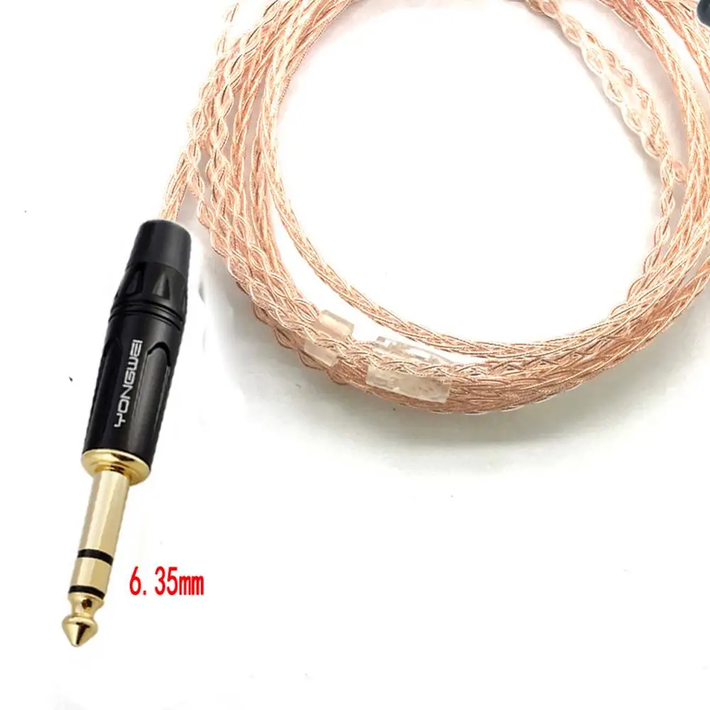 TOP-HiFi 3.5mm 6.35mm Stereo 8 Cores 7N Single Crystal Copper Headphone Upgrade Cable for ATH-R70X