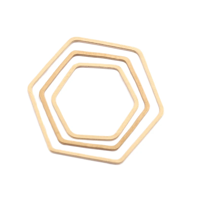 20pcs Raw Brass Connectors Hexagon Resin Frame Mold Circle Geometric Links For DIY Handmade Earring Making Jewelry Components