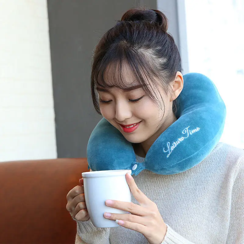 

U-shaped Pillow Travel Neck Pillow Cervical Spine Airplane U-shaped Pillow Neck Car Portable Memory Pillow for Nap Students