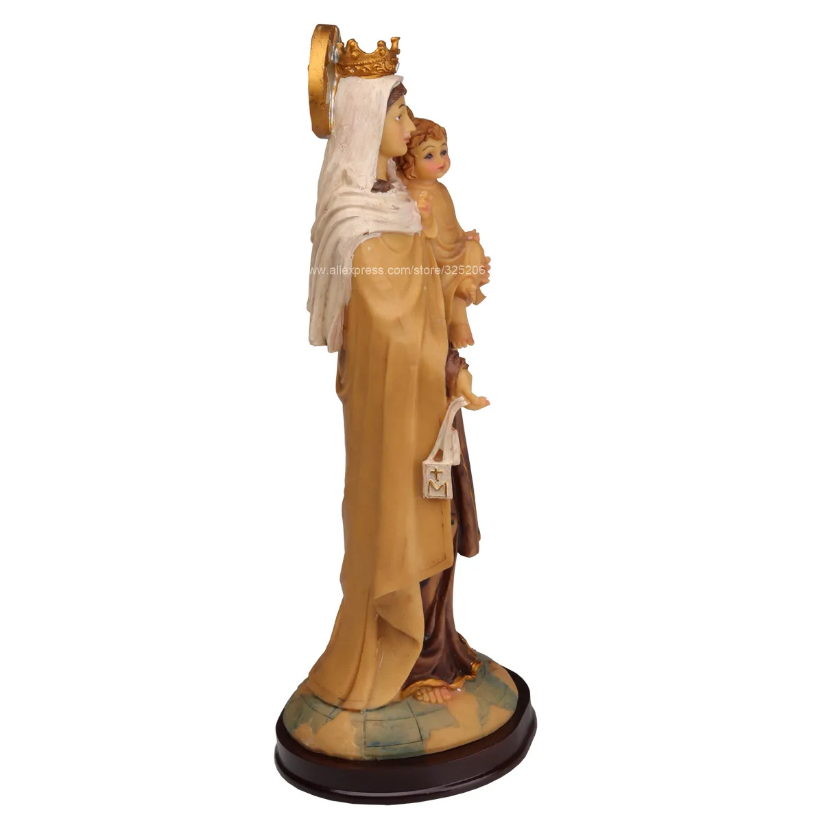 Our Lady of Mount Carmel Virgin Mary & Child Statue Sculpture Holy Figurine for Home Catholic Decorative Ornament 32cm Height