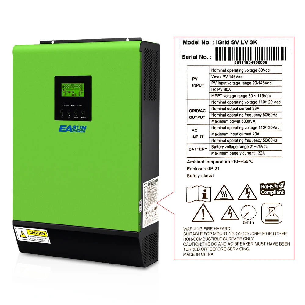 110V Split Phase 120V 2400W 24V Solar Inverter 2000W PV Array MPPT hybrid solar inverter without battery with 60a charger