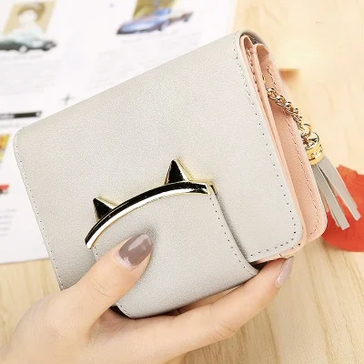 Pure Color Female Short Wallet Personality Tassel Zipper Cute Coin Purse Student Small Wallet Wallet Clutch Bag