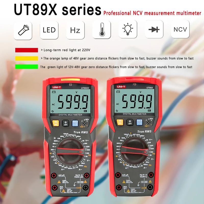 UNI-T UT89X UT89XD Professional Digital Multimeter True RMS NCV 20A Current AC DC Voltmeter Capacitance Resistance Tester