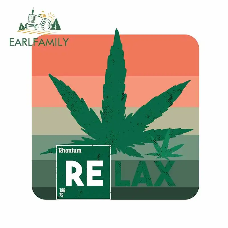 EARLFAMILY 13cm x 12.5cm for Rhenium Cannabis Car Stickers Personality Cartoon Bumper Decal Laptop Scratch-Proof Car Assessoires