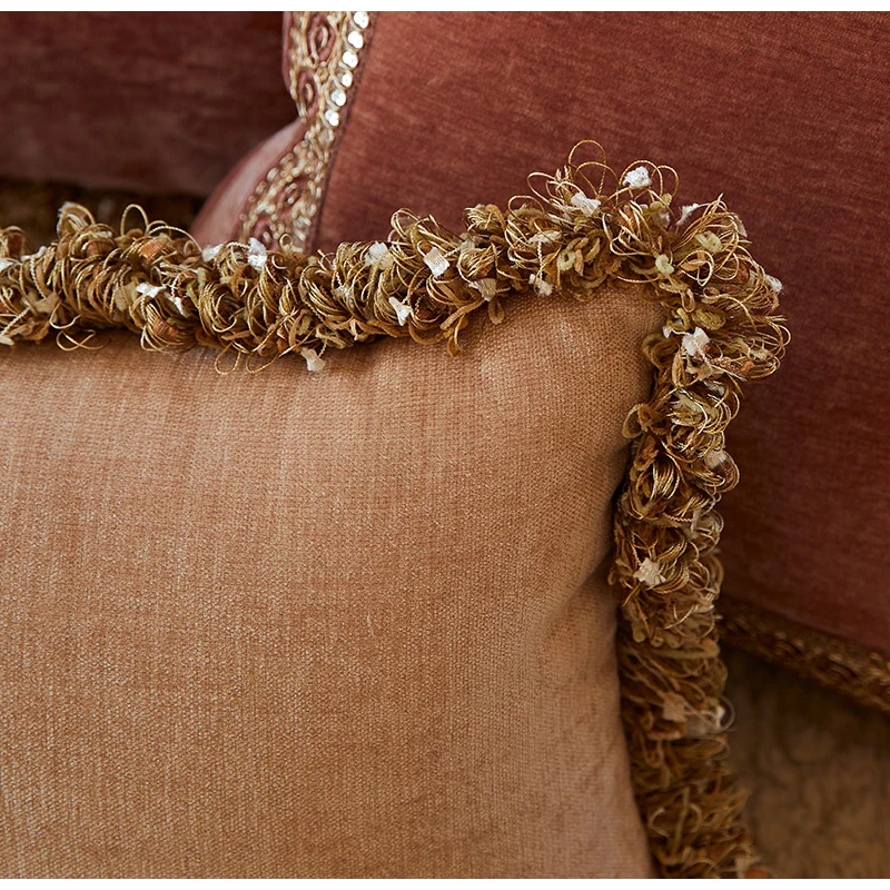 Medicci Home European Style Pillow Cover Lotus Pink Color Noble Family Living Room Sofa Luxury Cushion Case With Vintage Tassels