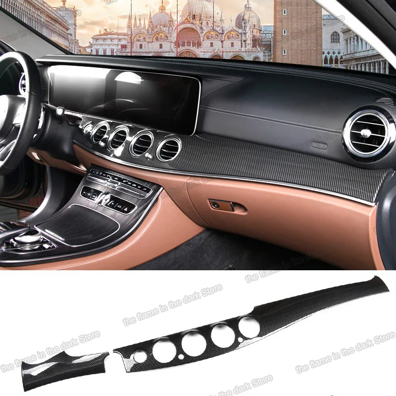 Carbon Fiber abs Car Dashboard Panel Trims for Mercedes Benz E Class W213 E200 E300 2016 2017 2018 2019 2020 Accessories E300