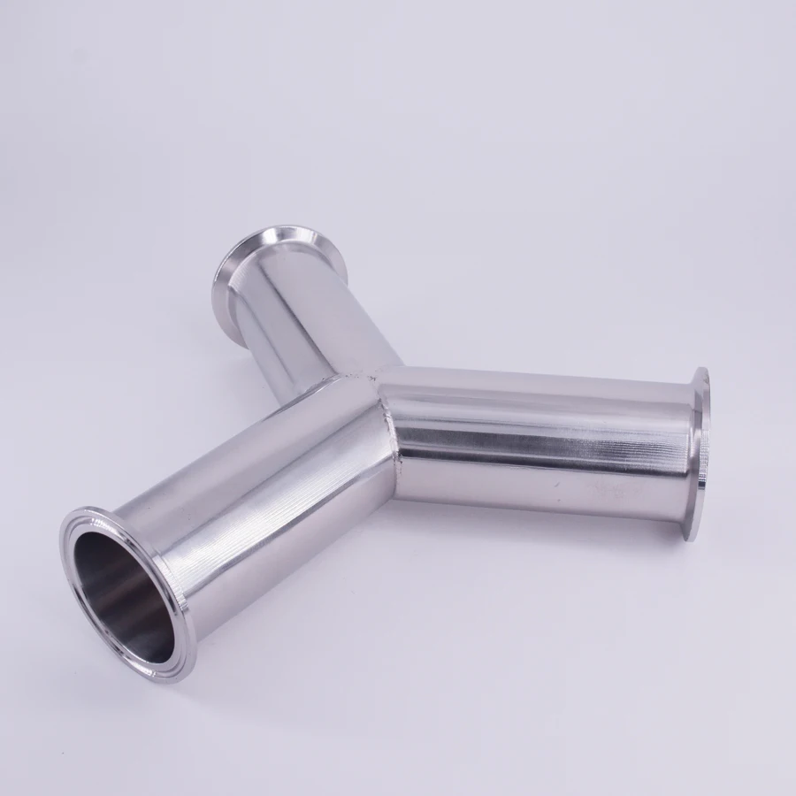 

45mm 1.75" Pipe OD 2" Tri Clamp Y Shaped 3 Way SUS 304 Stainless Steel Sanitary Fitting Spliter Homebrew Beer Wine