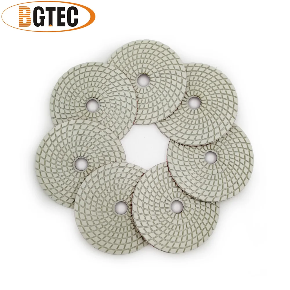 BGTEC-almohadillas de pulido profesionales, disco de pulido flexible de diamante húmedo de 4 pulgadas, 7 piezas, #400, 100mm, para pulir granito, mármol, cerami