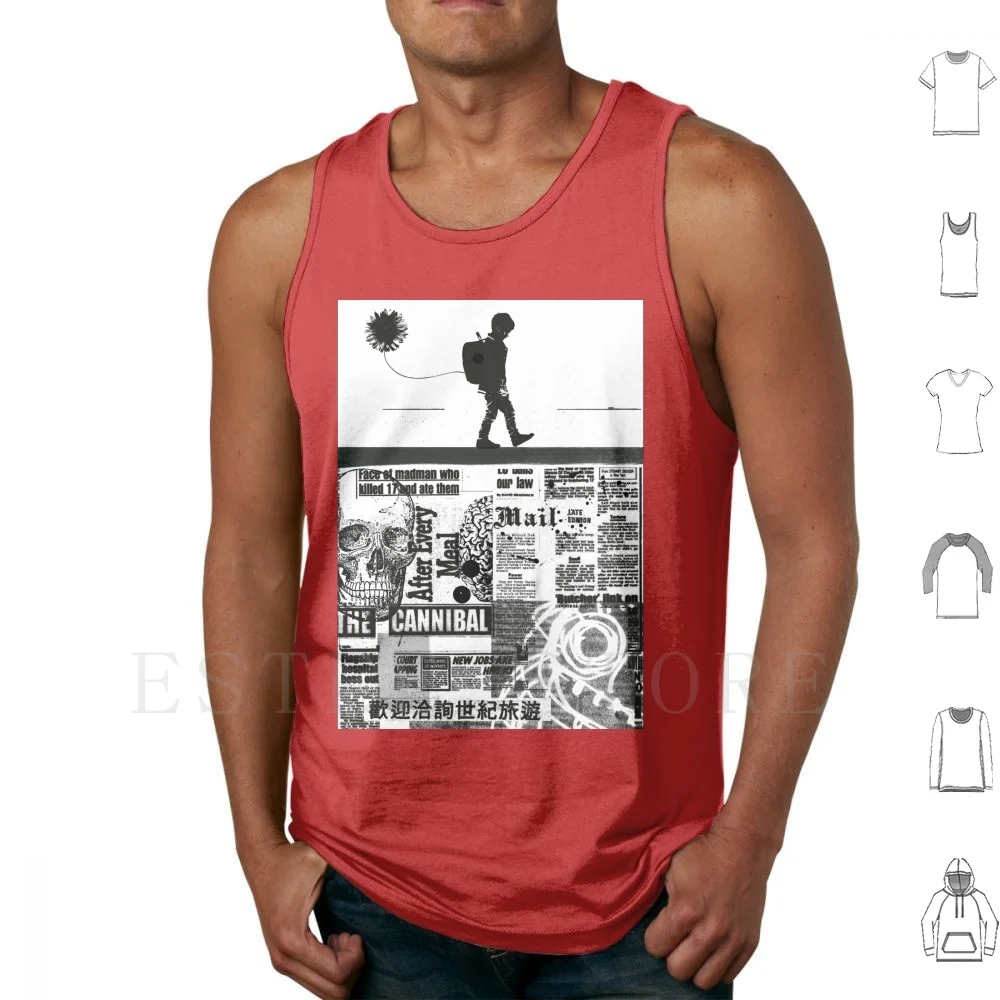 Cannibal Tank Tops Vest Sleeveless Cannibal Collage Ink Skull
