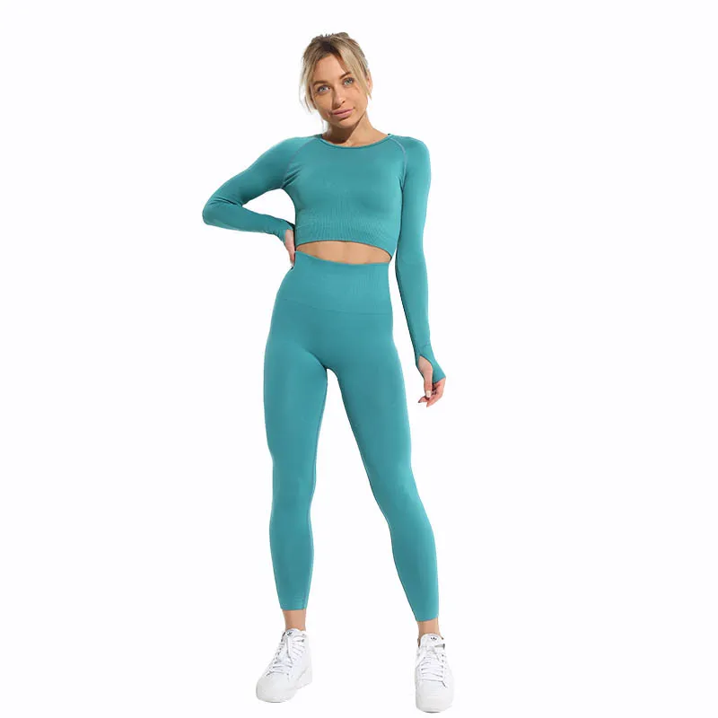 

Jinjin.QC Yoga Set Tights Top For Seamless Sport Outfit Fitness Gym Shorts High Waist Women Bra TRacksuit Suit Long Sleeves