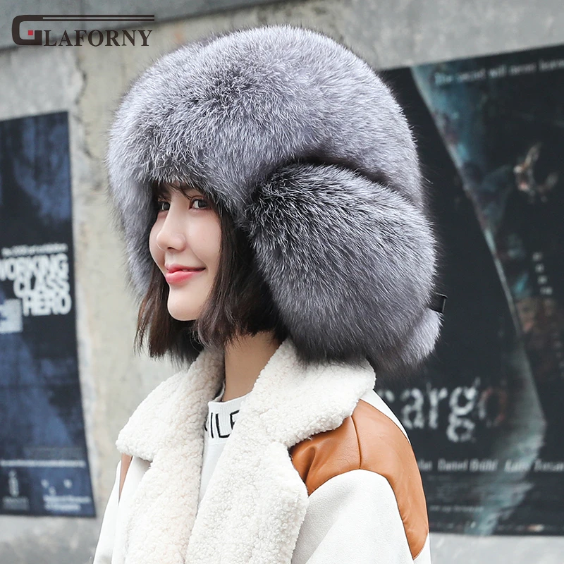 2019  solid fox fur hat female Leigeng hat male all-wool prince hat thickened warm winter fur hat unisex winter fur hat