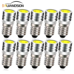 10pcs 2W COB E10 LED 6000K Industrial instrument bulb DC3V 6V 12V Flat illuminated light bulb White Indicator E10 Machine bulb