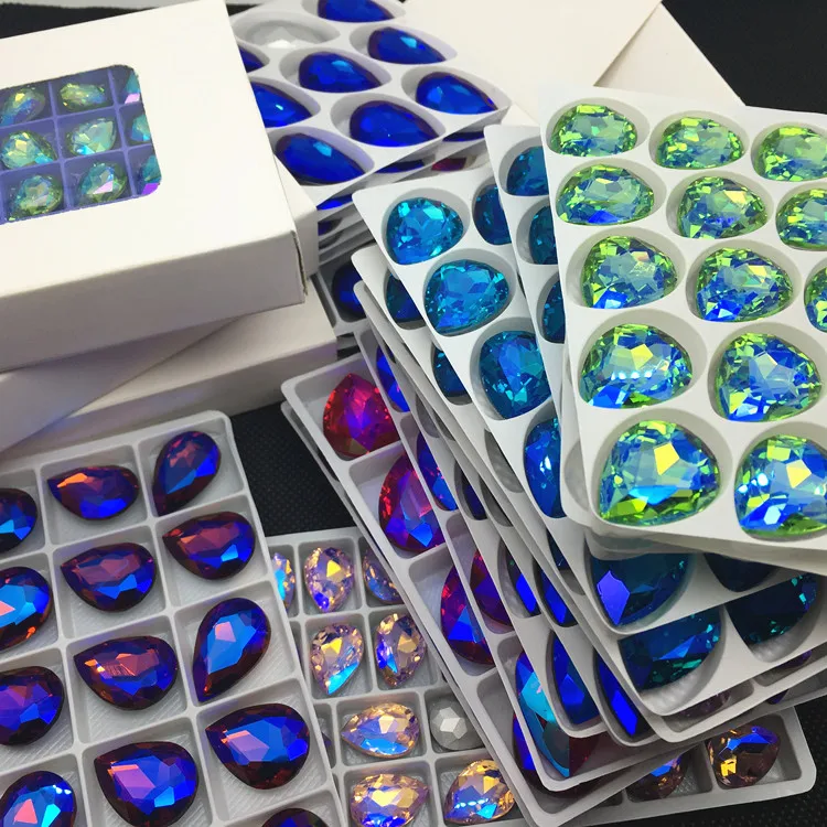 AB color 7x10mm~30x40mm pear Pointback fancy stone waterdrop teardrop Glass Crystals Glue on rhinestone DR ornament diy trimming