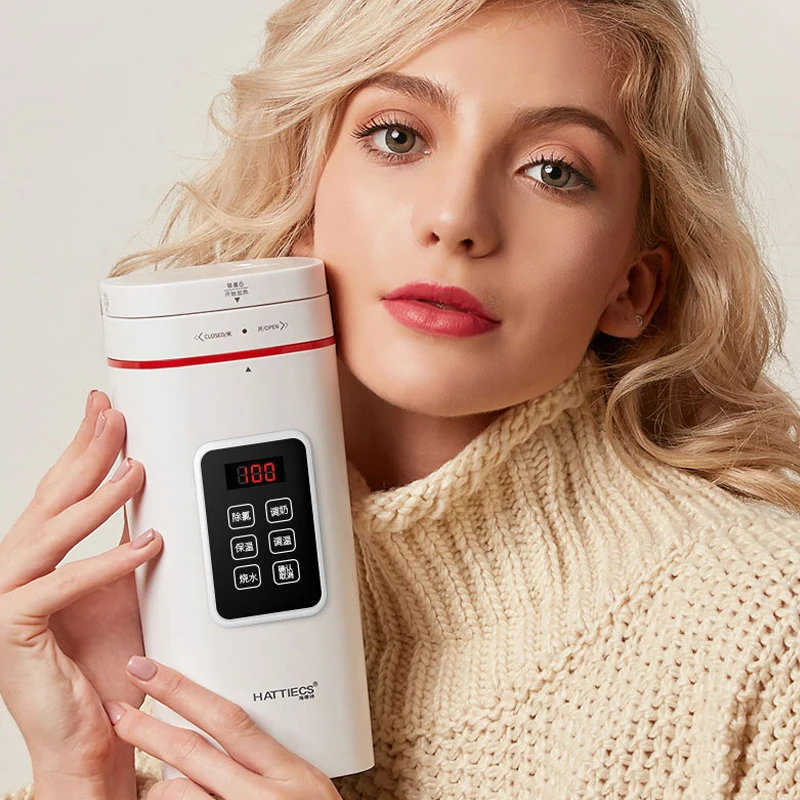 ถ้วยเครื่องทำน้ำอุ่นอเนกประสงค์ทำจากสเตนเลสขนาด220V ขนาด500มล. สำหรับการเดินทางสำหรับสำนักงานบ้าน