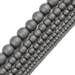 JHNBY Matte Black Hematite Beads Natural Stone Ore Round Loose Beads Ball 2/3/4/6/8/10MM Jewelry Bracelet Making Accessories DIY