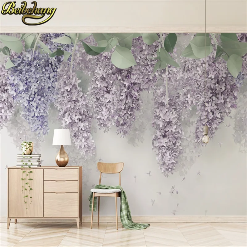 

beibehang Custom photo wallpaper 3D European purple flowers wallpapers restaurant retro backdrop 3d mural wallpaper roll