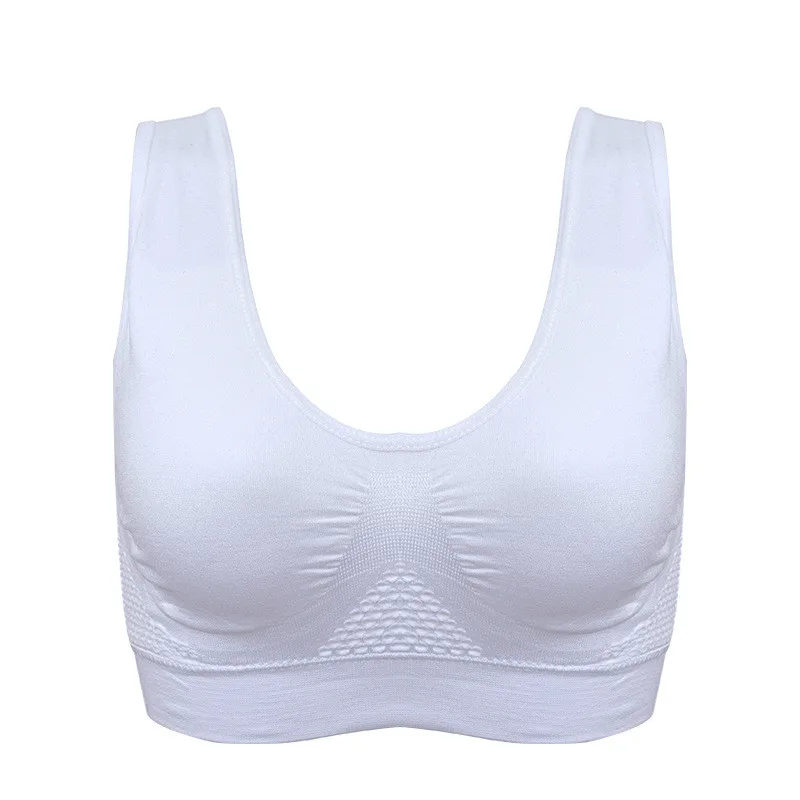 

Plus Size Women Breathable Mesh Bralette Shockproof Sponge Pad Athletic Gym Running Seamless Fitness Yoga Vest Sport Bra Tops