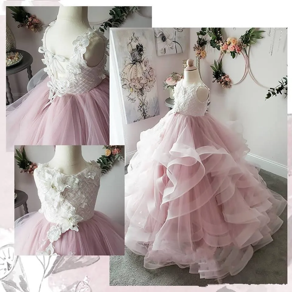 Robe luxueuse en Tulle pour fille, sans manches, à fleurs violettes, pour fête d'anniversaire et première Communion